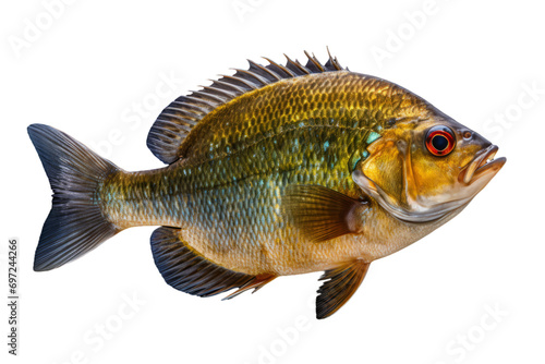 A bluegill isolated on a white background