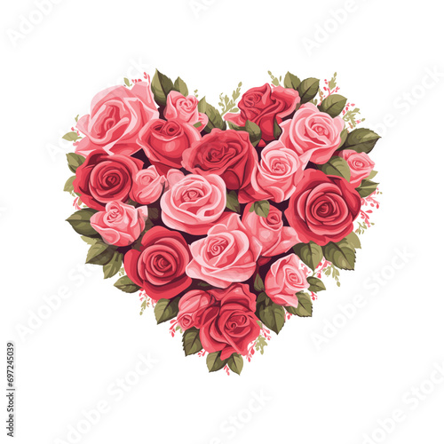 Nicely arranged rose flower in the shape of heart