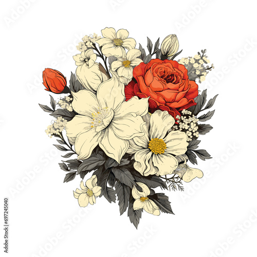 Floral bouquet design with colourful flowers