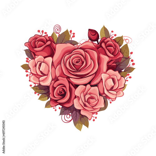 Nicely arranged rose flower in the shape of heart