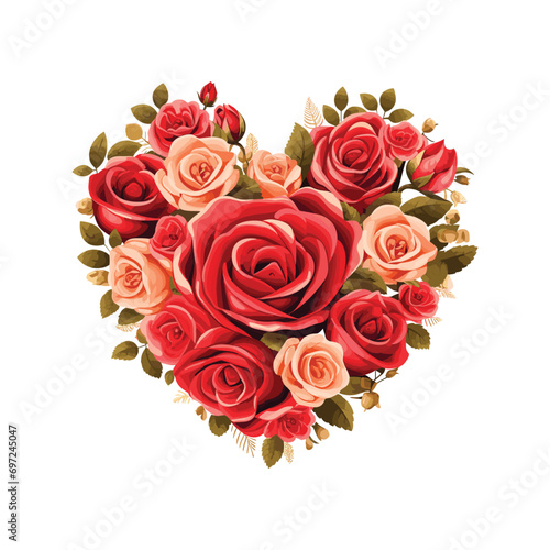 Nicely arranged rose flower in the shape of heart