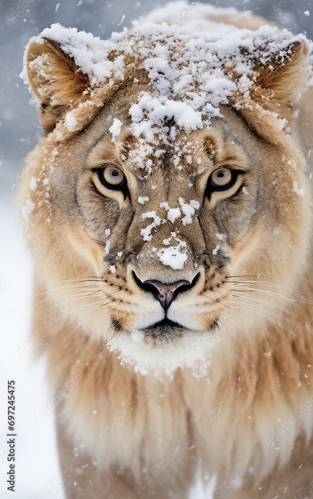 leão na neve leão na neve