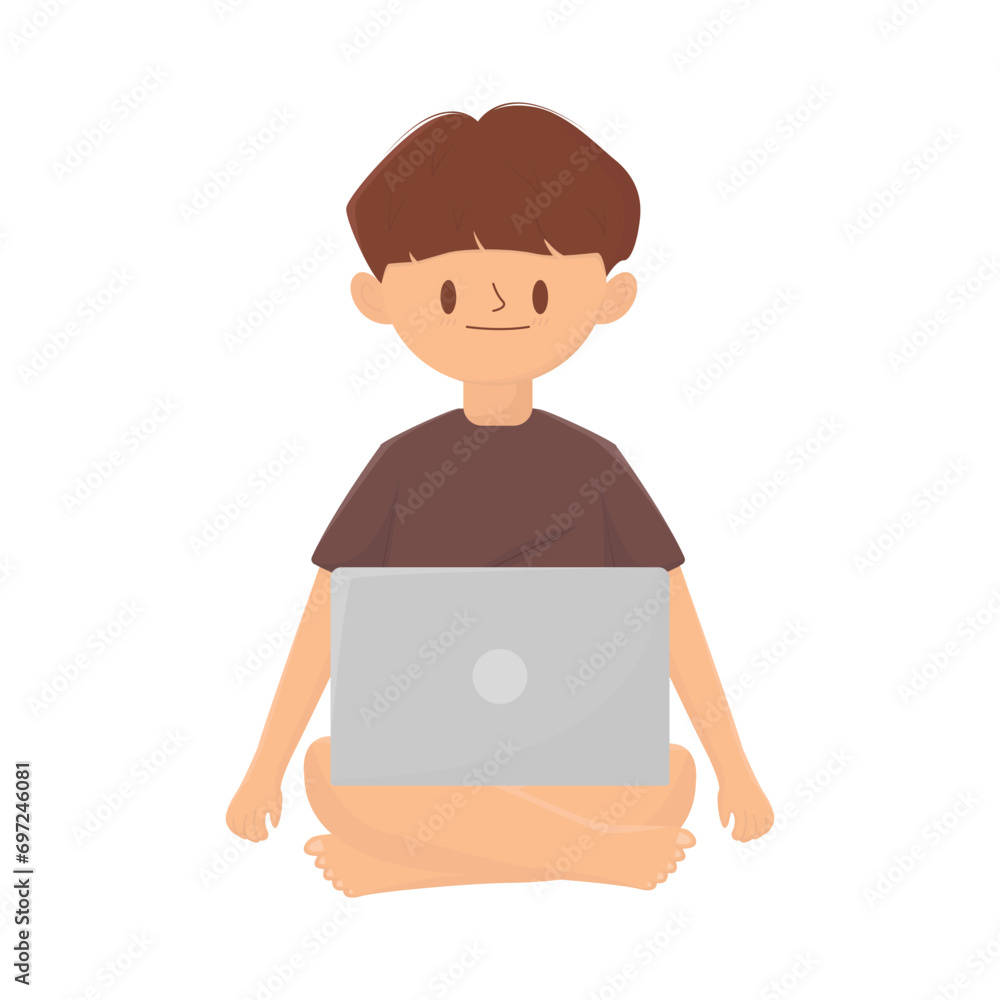 man working on laptop illustration man working on laptop illustration
