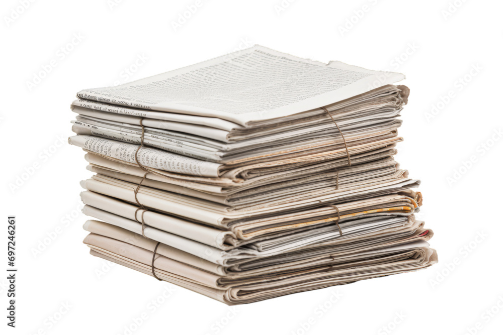 Some neatly bundled old newspapers isolated on a white background Some neatly bundled old newspapers isolated on a white background