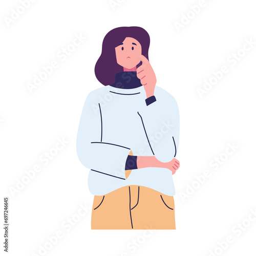 Doubtful serious characters set. Flat vector illustrations isolated on white background