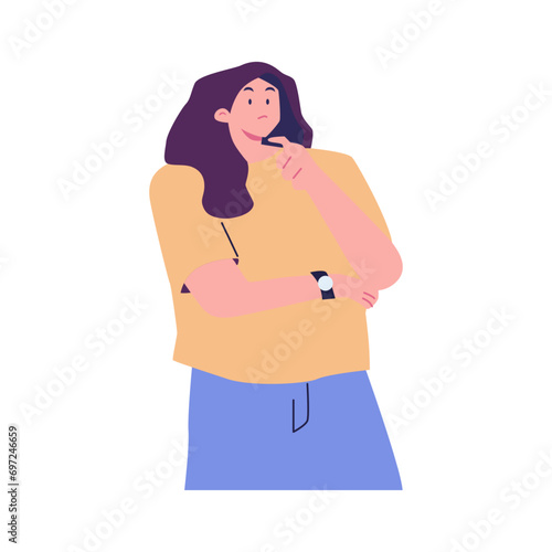 Doubtful serious characters set. Flat vector illustrations isolated on white background