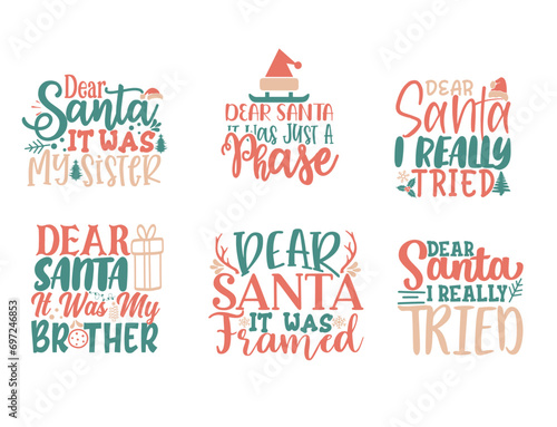 Set of Christmas quotes sayings and phrase typography handwriting bundle collection vector