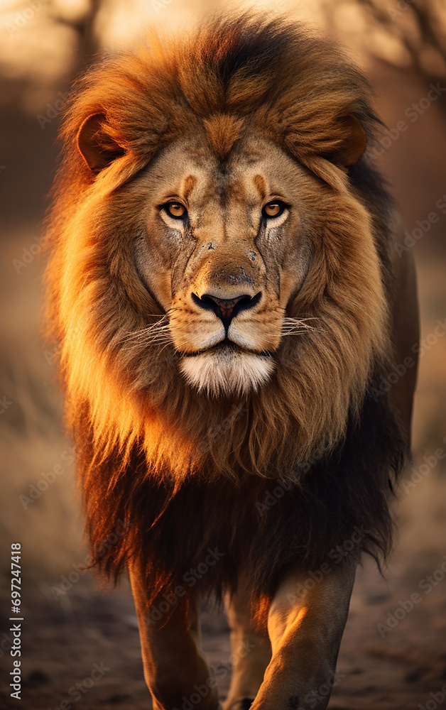 Fototapeta premium leão em hora dourada 
