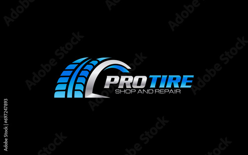 Illustration vector graphic of automotive tires shop and repair service logo design template