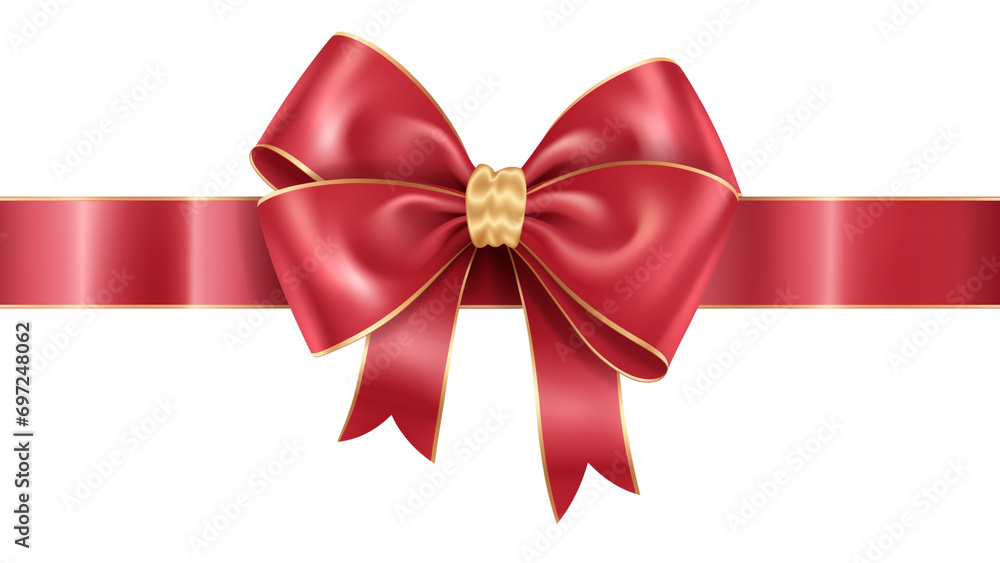 Fototapeta premium A Festive Red Ribbon with a Bow