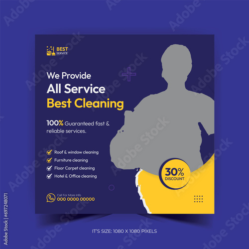 Cleaning Service Social Media Banner Design Template