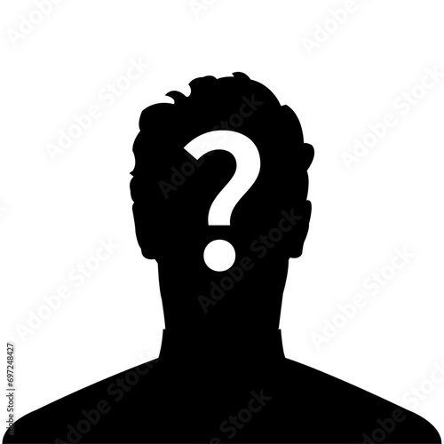 Anonymous man silhouette profile picture with question mark 