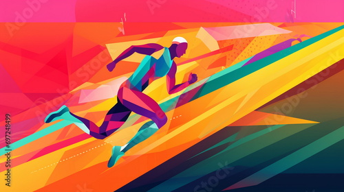 Runner at the stadium vector illustration