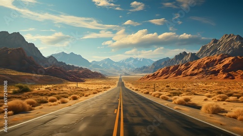 Generative AI image of a desert road photo