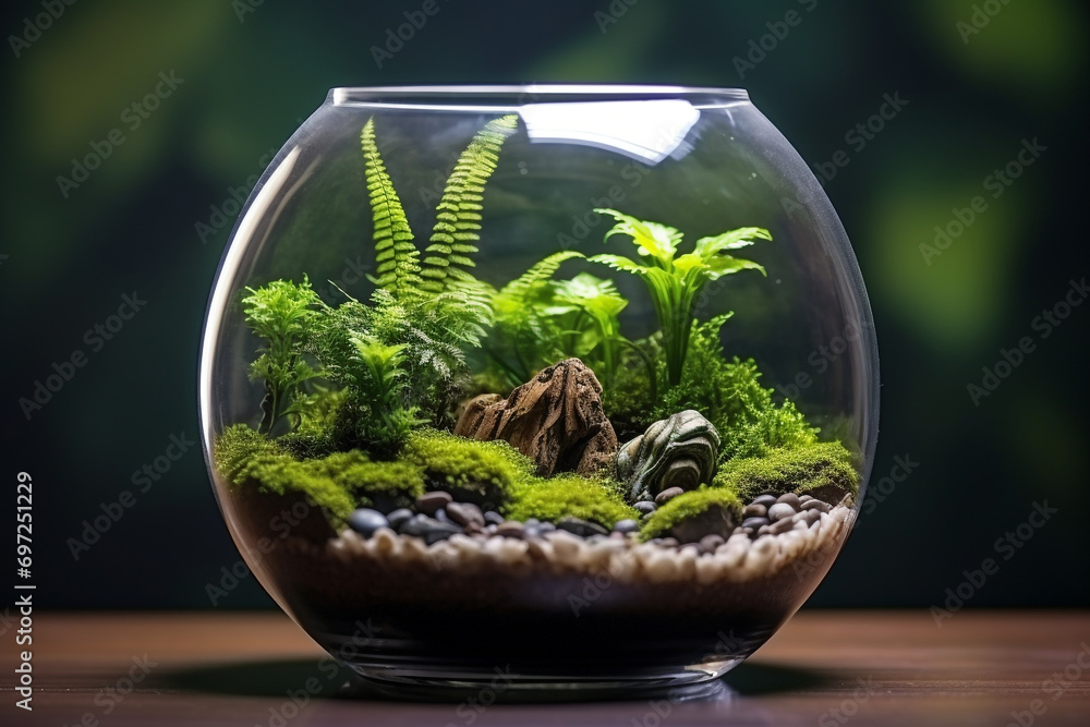 Small terrarium bowl with rainforest plant for house decoration Small terrarium bowl with rainforest plant for house decoration