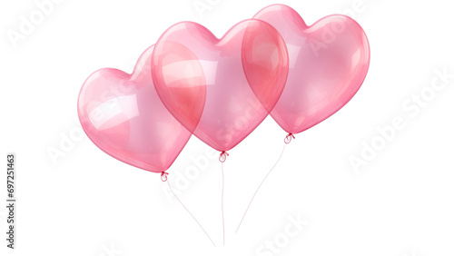 Obraz na płótnie Three Pink Heart Balloons with strings Floating in the Air w salonie