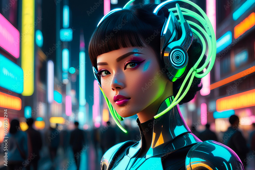 Beautiful young futuristic supercomputer in the form of a beautiful girl. Beautiful young futuristic supercomputer in the form of a beautiful girl.