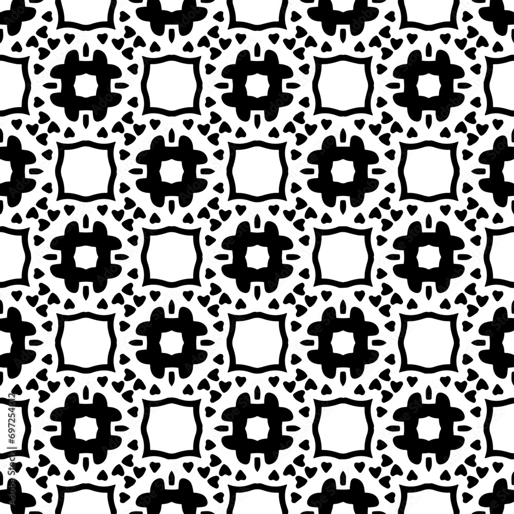 Abstract Shapes.Vector Seamless Black and White Pattern.Design element for prints, decoration, cover, textile, digital wallpaper, web background, wrapping paper, clothing, fabric, packaging, cards, ti