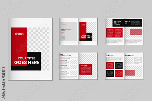 8 page a4 size brochure template design, corporate business flyer brochure, modern bi fold magazine brochure, annual report template design