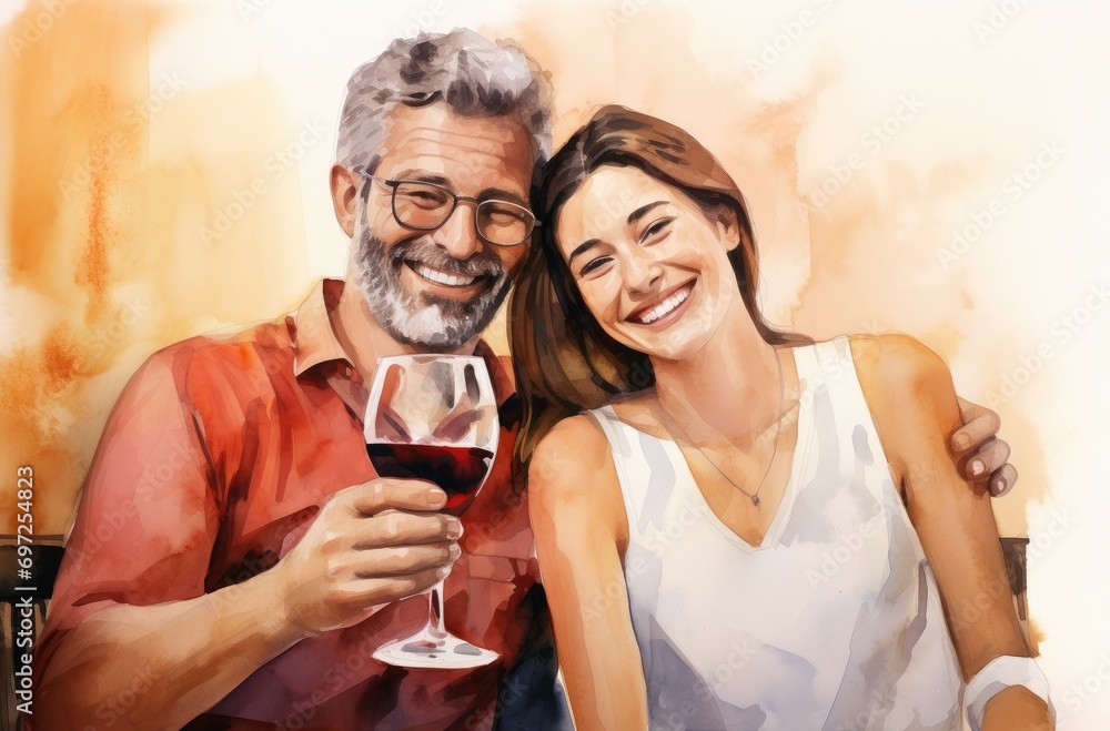 Elderly couple celebrating some celebration and toasting. Generative AI. Elderly couple celebrating some celebration and toasting. Generative AI.