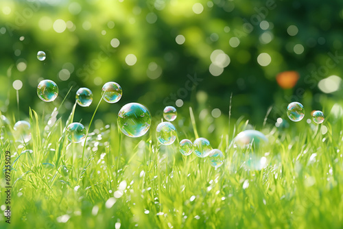 soap bubbles against the grass background © Robin