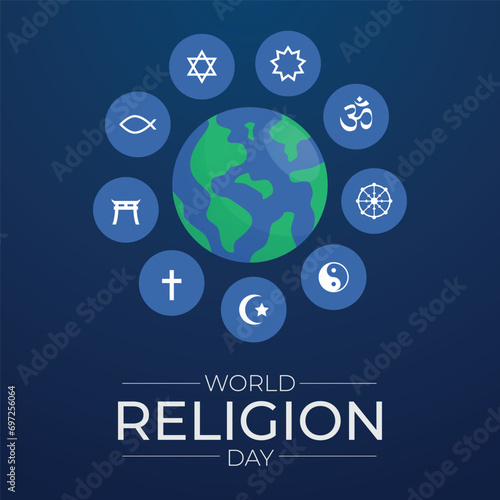 Flyers honoring World Religion Day or promoting associated events might utilize World Religion Day vector graphics. design of flyers, celebratory materials.