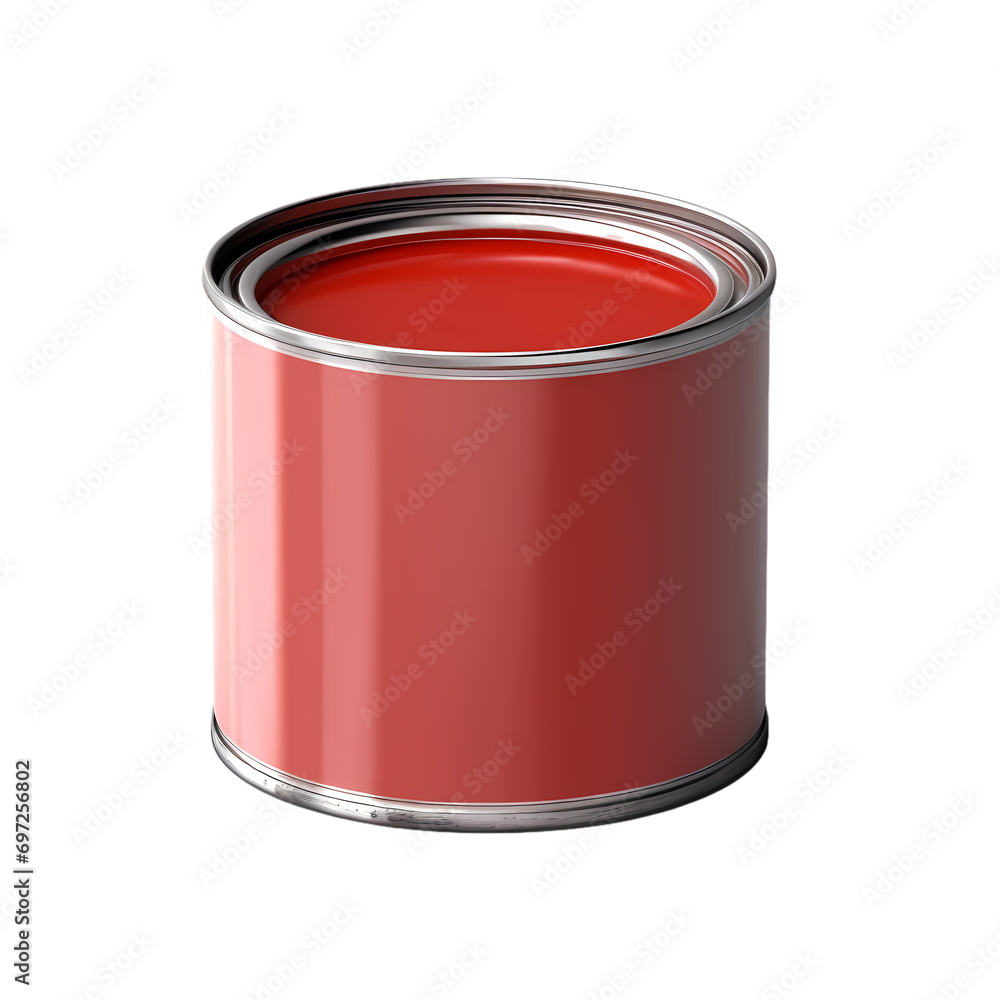 Red painted tin can isolated on transparent background Red painted tin can isolated on transparent background