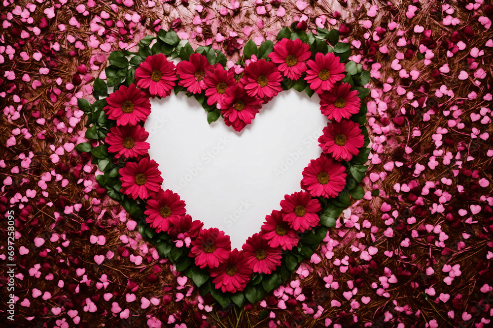 Heart shape made of flowers - Valentine day concept