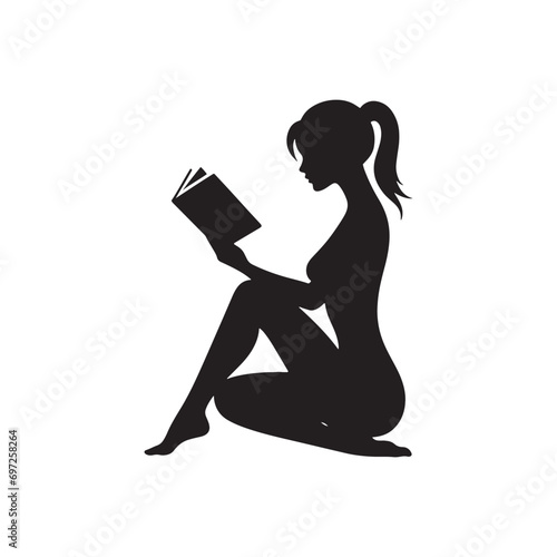 Serenade of Shadows: Woman Reading Silhouette - Moonlit Sonata, the Pages Singing in Unison with Her Thoughts
