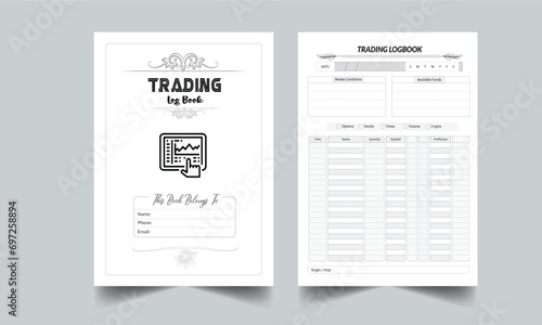 Trading Journal Trade Log. Daily Gratitude Monthly & Yearly Undated Planner. Journal. Printable Gratitude Journal. Planner Bundle Design. Printable Planner Set with cover page layout template
