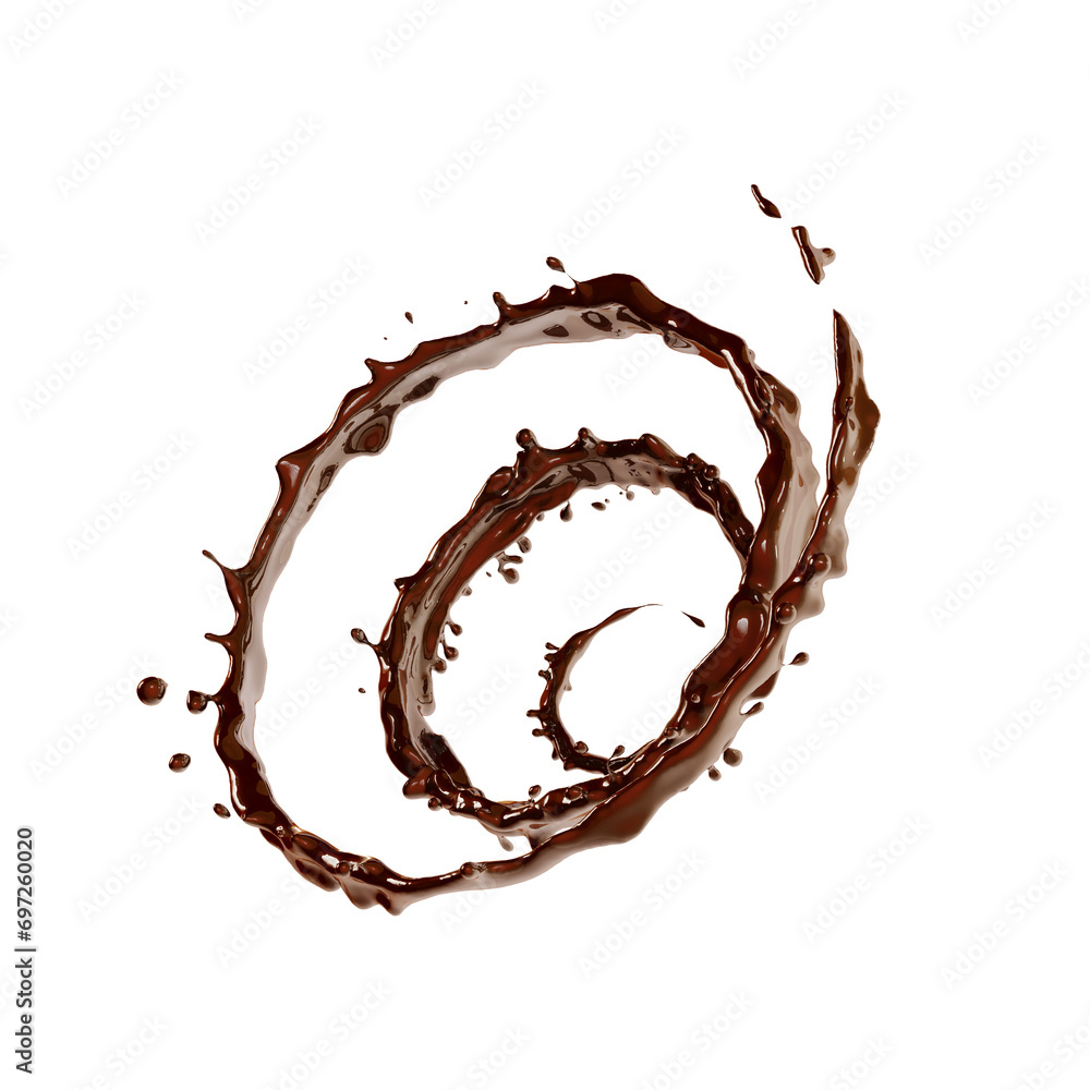 Chocolate fluid spiral splash Isolated 3d illustration Chocolate fluid spiral splash Isolated 3d illustration