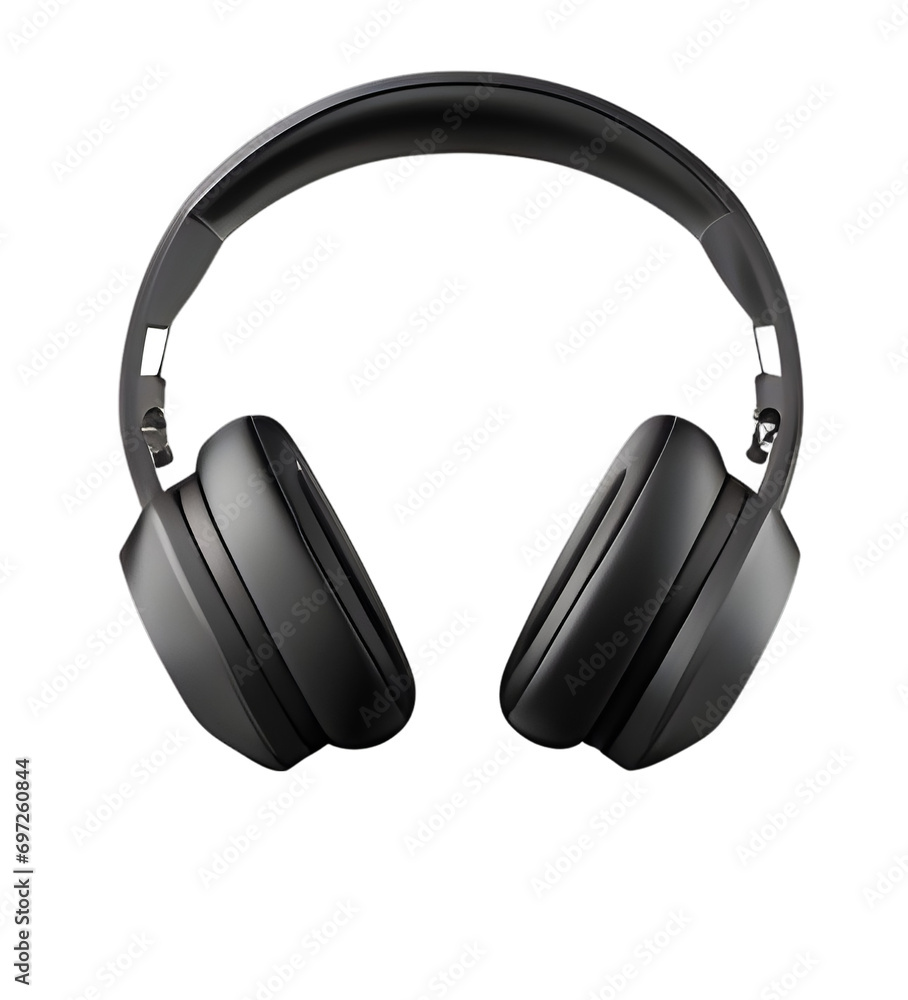 Black headphones isolated on transparent background Black headphones isolated on transparent background