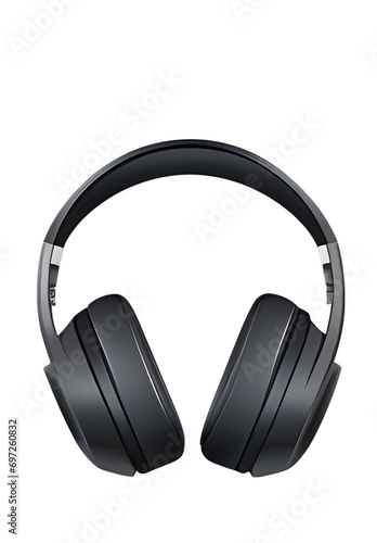 Black headphones isolated on transparent background