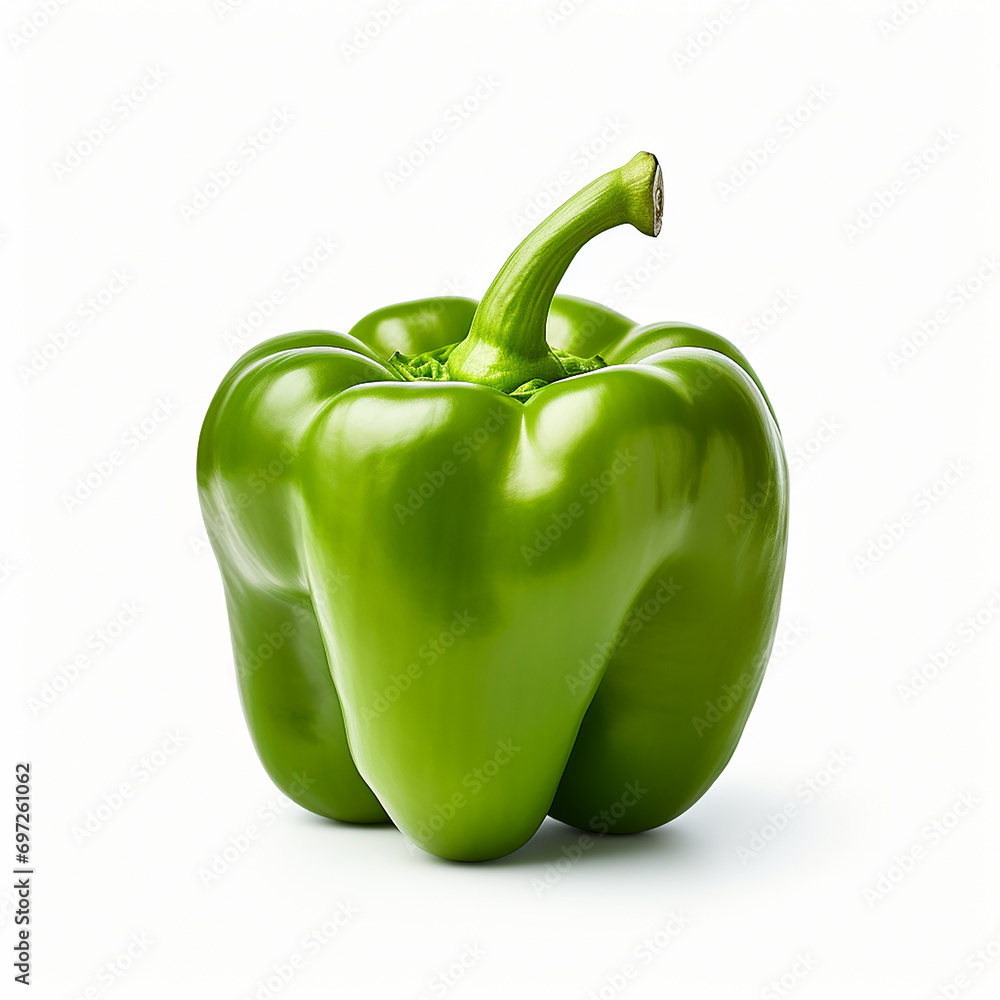 Green capsicum isolated on a white background