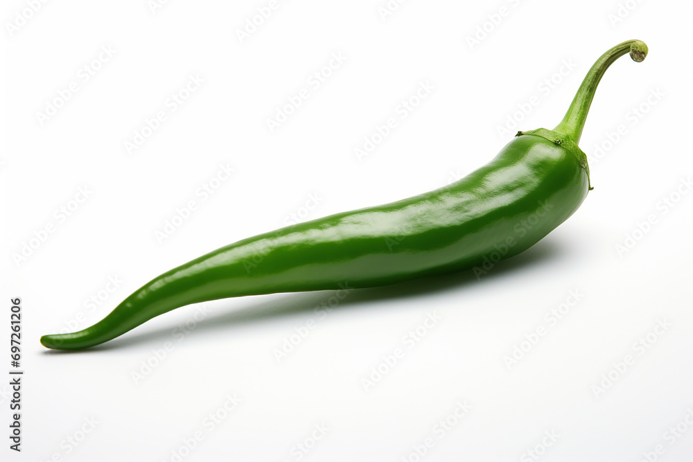 Green hot chili pepper isolated on a white background Green hot chili pepper isolated on a white background