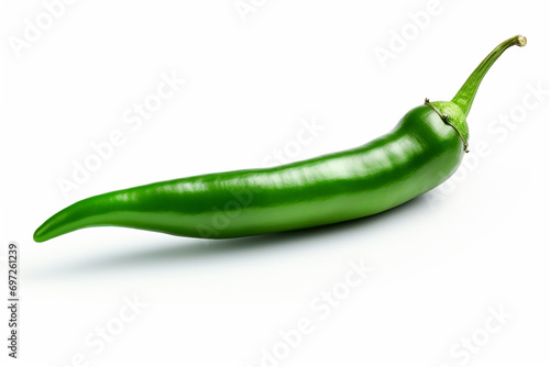 Green hot chili pepper isolated on a white background