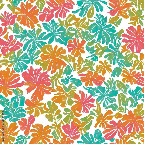 Abstract seamless pattern. Exotic flowers. AI generated