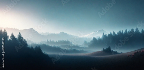 misty landscape art background