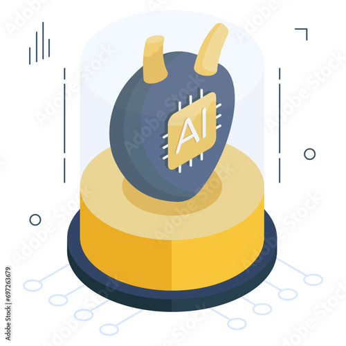 Conceptual isometric design icon of artificial heart

