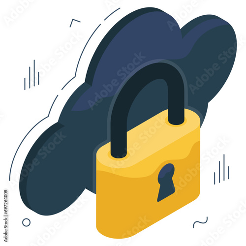 Modern design icon of locked cloud

