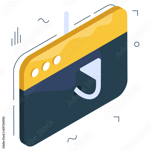 An isometric design icon of web phishing 

