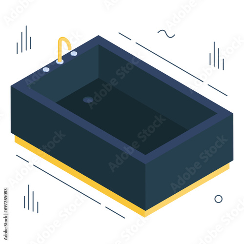 Trendy vector design of bathtub

