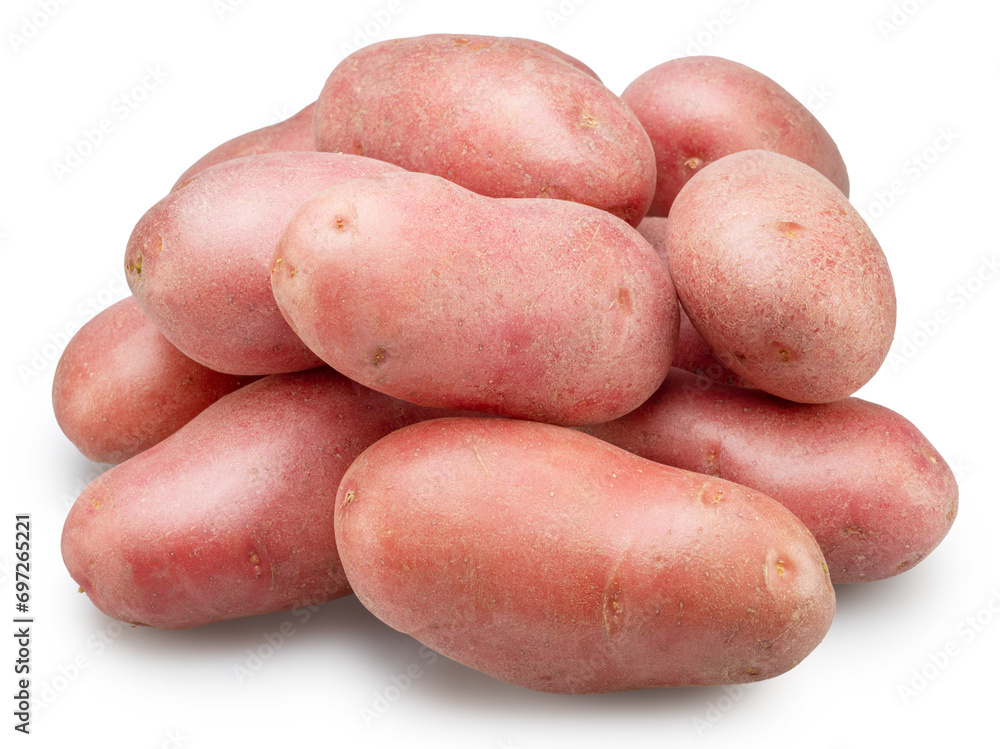 Red-skinned potato tubers on white background. File contains clipping path. Red-skinned potato tubers on white background. File contains clipping path.
