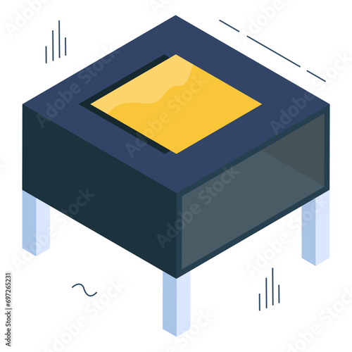 Editable design icon of square table

