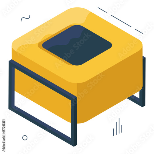 Editable design icon of square table

