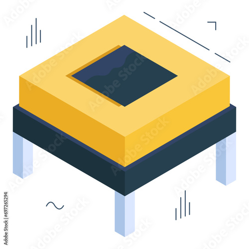 Editable design icon of square table

