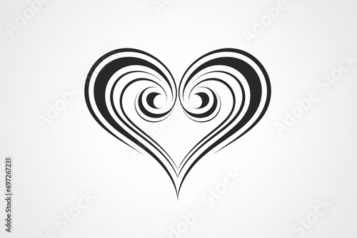 Heart continuous line drawing, white background