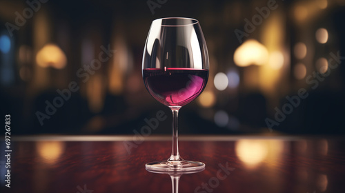 glass of red wine in a restaurant, generative ai