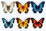 A set of four different colored butterflies on a white background. Ideal for nature-themed designs and projects