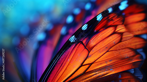 several beautiful colorful butterfly wings close up, beautiful natural background photo